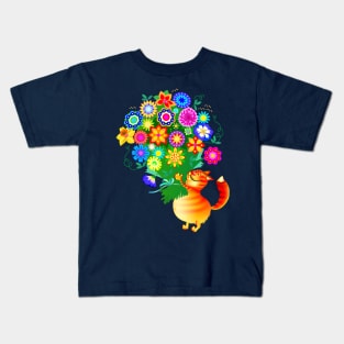 Cat with bouquet of flowers Kids T-Shirt